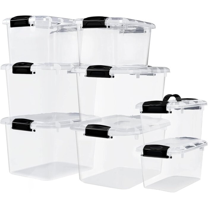 8-tlg. Aufbewahrungsboxen-Set transparent, stapelbar - bis zu 45,1% günstiger