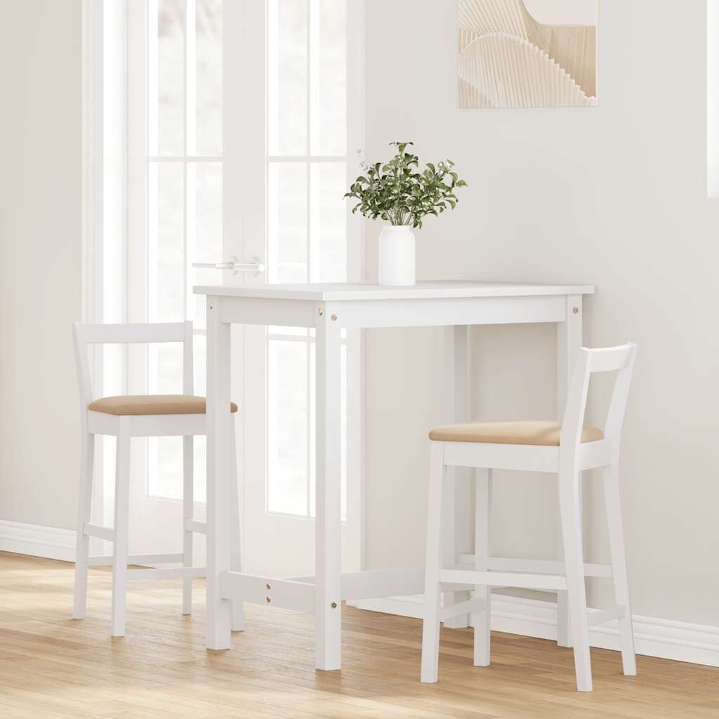 2er Set Barhocker aus Kautschukholz, Weiß/Braun - bis zu 39,8% Rabatt