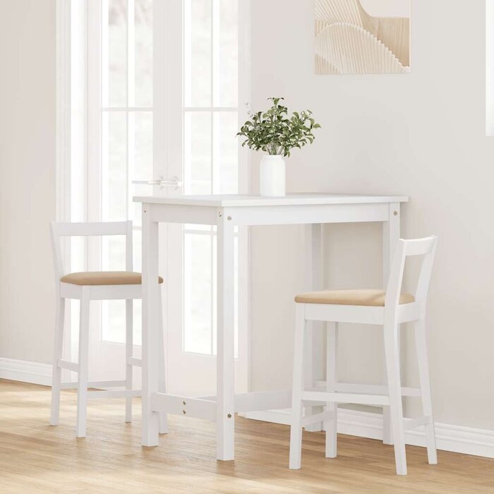 2er Set Barhocker aus Kautschukholz, Weiß/Braun - bis zu 39,8% Rabatt