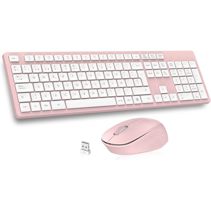 Kabelloses Tastatur-Maus-Set, Rosa, QWERTY, Ergonomisch - bis zu 57% Rabatt