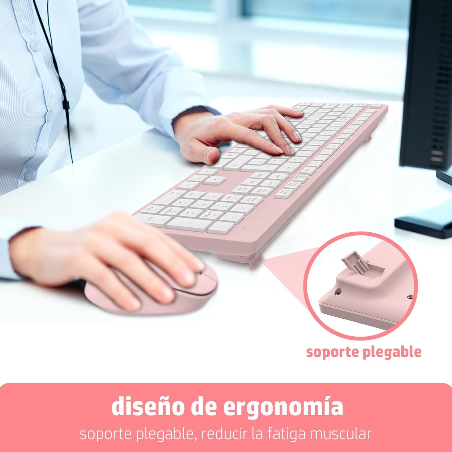 Kabelloses Tastatur-Maus-Set, Rosa, QWERTY, Ergonomisch - bis zu 57% Rabatt
