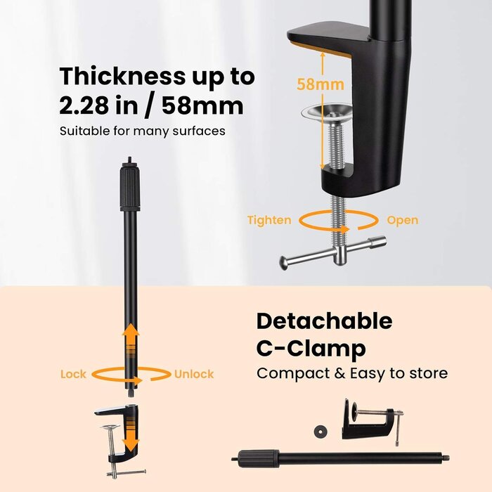 Tisch-Klemmstativ für Licht & Kamera, 35-63 cm - bis zu 31,8% Rabatt