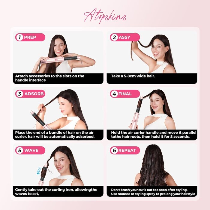 Atopskins Stylische Heißluftbürste in Rosa - Jetzt bis zu 63% günstiger sichern
