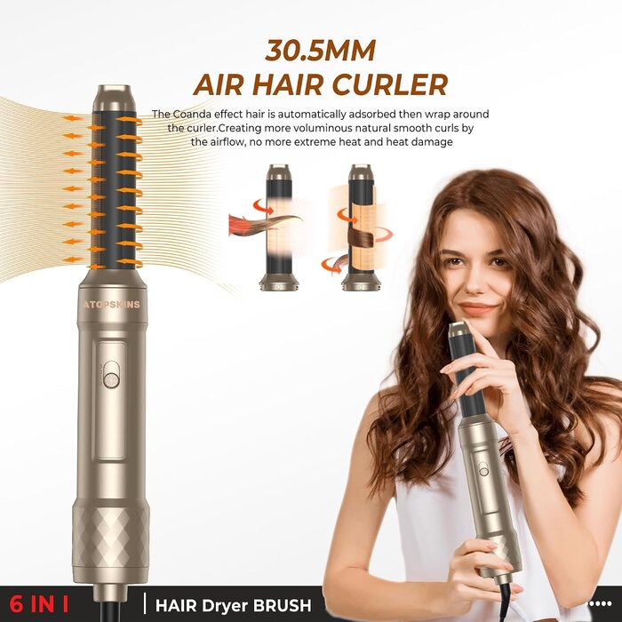 Atopskins 6-in-1 Heißluftbürste: Styling-Set für Locken & Volumen - bis zu 65% Rabatt