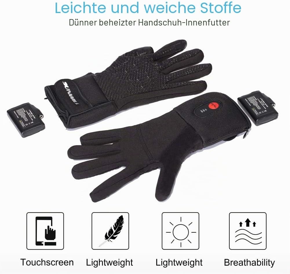 Elektrisch beheizbare Winterhandschuhe - 7,4V Akku - Schwarz - bis zu 64% Rabatt