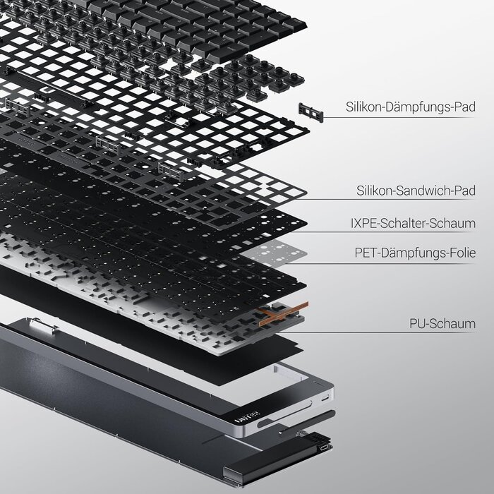 Ultra-flache mechanische Tastatur QWERTZ Aluminium - bis zu 40,6% Rabatt