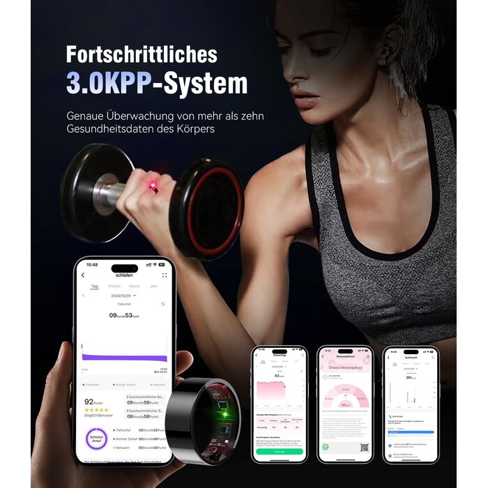 Iuhfsifs Smart Ring Gen. 7 Fitness-Tracker - Schwarz, Größe 11 - bis zu 58% Rabatt!