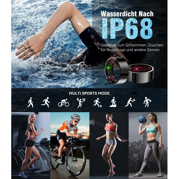 Iuhfsifs Smart Ring Gen. 7 Fitness-Tracker - Schwarz, Größe 11 - bis zu 58% Rabatt!