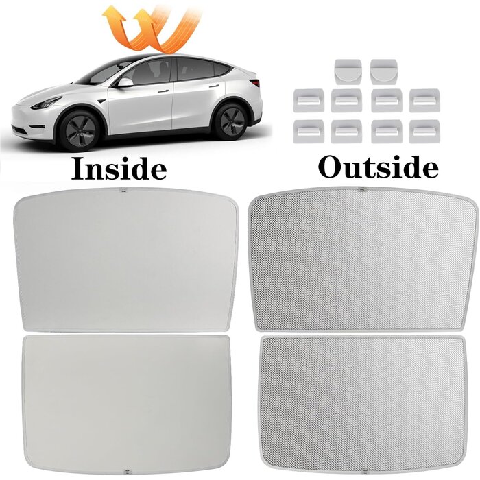 Sonnenschutz Set für Tesla Model Y - Beige - bis zu 39% Rabatt