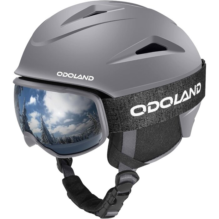 Odoland Skihelm mit Skibrille Größe S Grau - Top-Set bis zu 64% reduziert