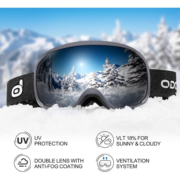 Odoland Skihelm mit Skibrille Größe S Grau - Top-Set bis zu 64% reduziert