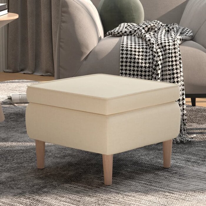 Eleganter Polsterhocker Creme - Holzbeine - Outlet bis zu 39,2% Rabatt