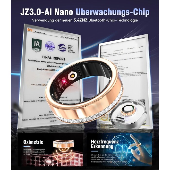 Iuhfsifs Smart Ring Fitness-Tracker Gold Gr. 7 - Bis zu 64% Rabatt auf Rückläufer