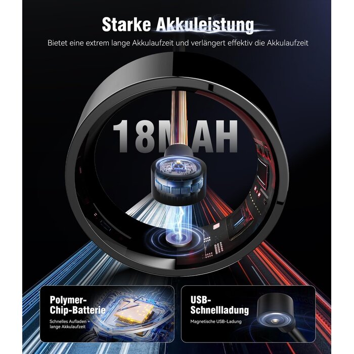 Iuhfsifs Smart Ring mit Gesundheits-Tracking - Schwarz, Größe 11 - bis zu 61% Rabatt