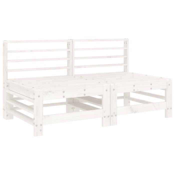 Garten-Mittelbank Set 2-tlg. Kiefer massiv Weiß - bis zu 40,6% Rabatt