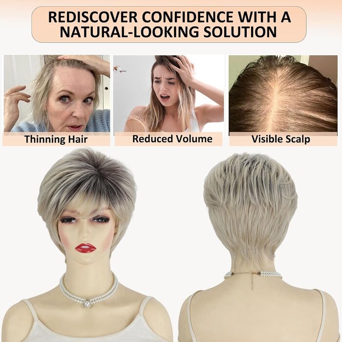Pixie-Perücke Ombré Platinblond: Natürlich & stylisch - bis zu 63% reduziert