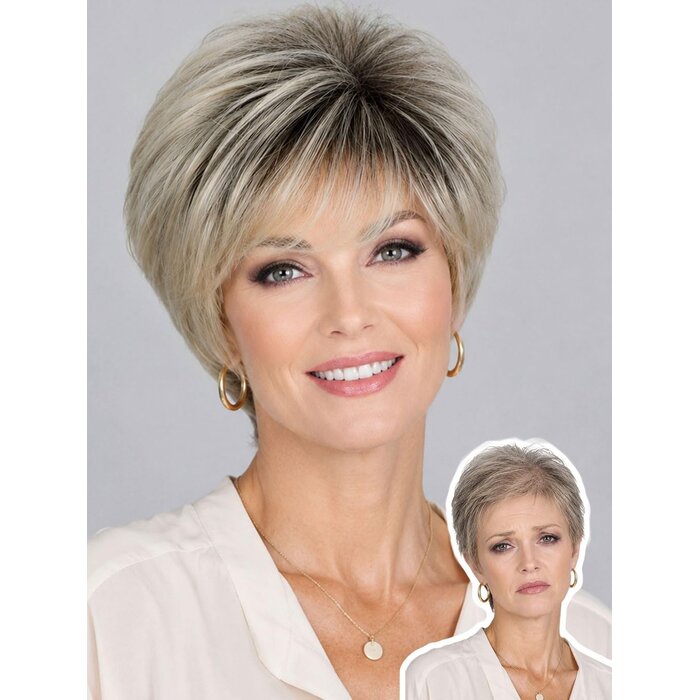 Pixie Perücke Ombré Platinblond | Kurz & Stylisch | Bis zu 63% Rabatt