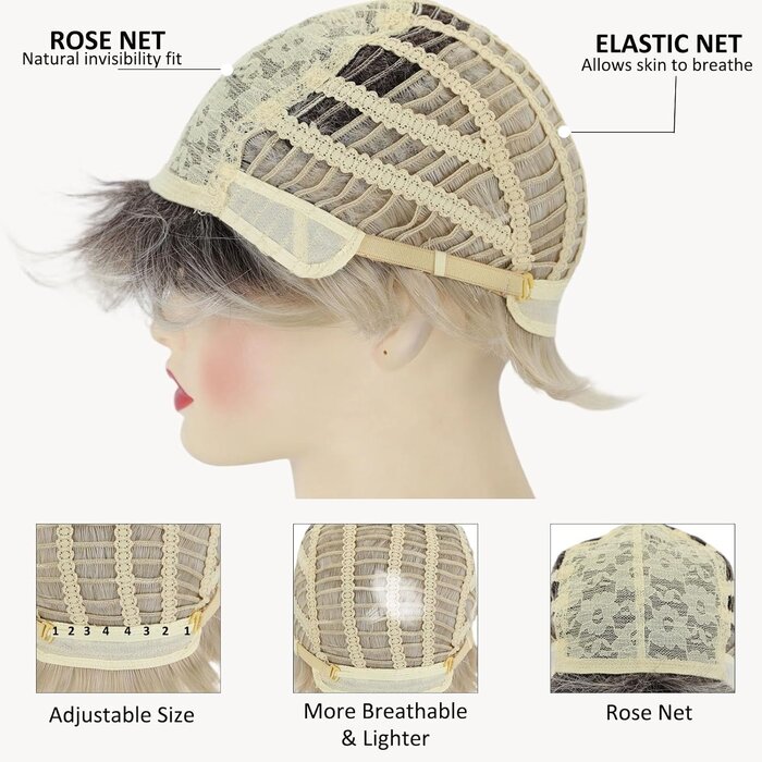 Pixie-Perücke Ombré Platinblond: Kurz & Atmungsaktiv - Jetzt bis zu 63% Rabatt