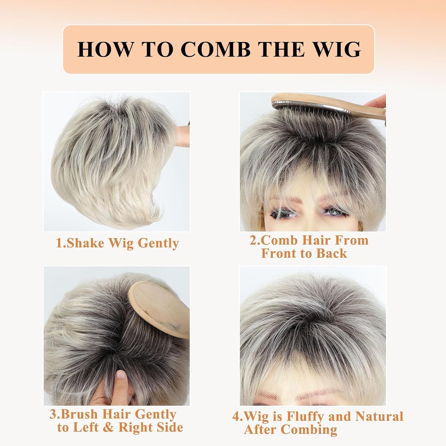 Pixie-Perücke Ombré Platinblond: Kurz & Atmungsaktiv - Jetzt bis zu 63% Rabatt