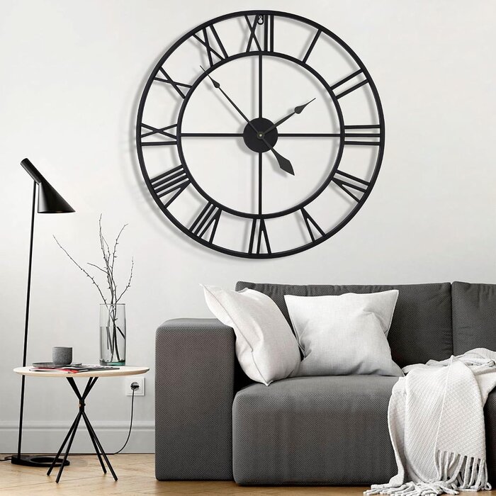 Wanduhr 100 cm Schwarz Metall Römisch - Jetzt bis zu 40,7% günstiger