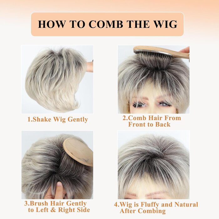 Pixie-Perücke Ombre Platinblond - jetzt bis zu 63% reduziert