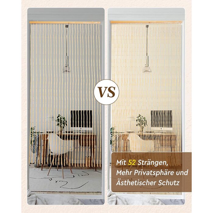 Bambus-Türvorhang 90x190cm, 52 Stränge - Beige, Retro-Look - bis zu 32,8% Rabatt