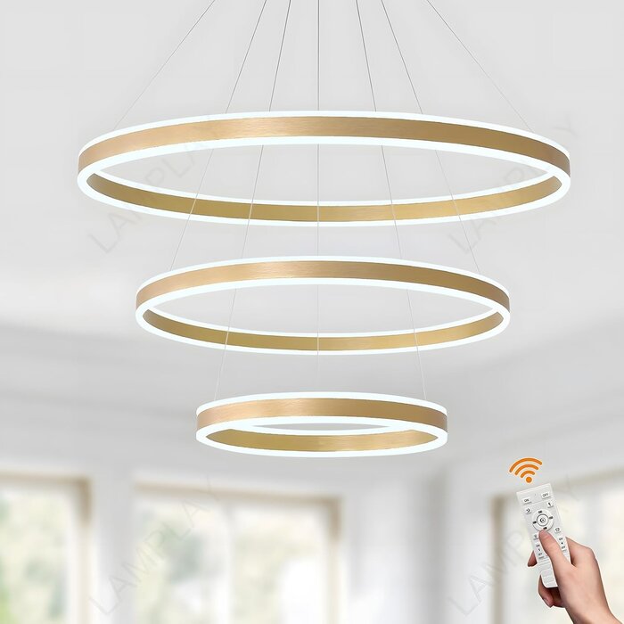 Exklusive 3-Ring LED-Pendelleuchte Gold - dimmbar & höhenverstellbar - bis zu 68% off