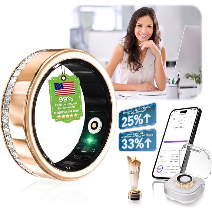 Iuhfsifs Smart Ring Fitness Tracker - Silber Gr. 7 - Wasserdicht - bis zu 66% Rabatt
