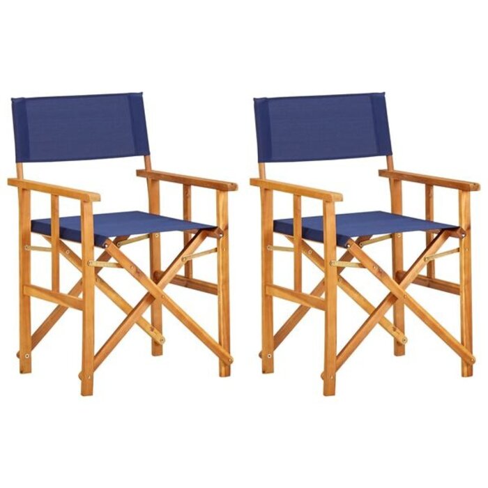Regiestuhl-Set 2-tlg. aus Akazienholz - Blau | bis zu 40,5% Rabatt