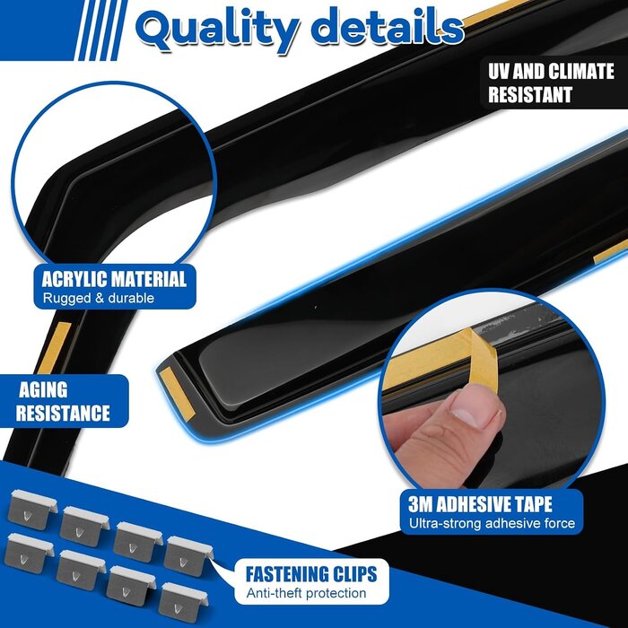 Windabweiser Set VW Golf MK7 MK8 - 4-teilig - Schwarz - bis zu 65% Rabatt