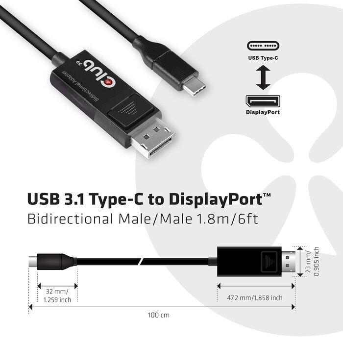 USB-C auf DisplayPort Kabel 1,8m 8K 60Hz - bis zu 63% Rabatt im Outlet