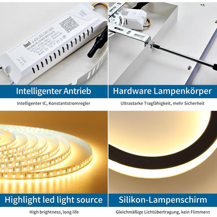 Moderne LED-Deckenleuchte 60cm, Warmweiß, Ultraflach - bis zu 35,3% Rabatt