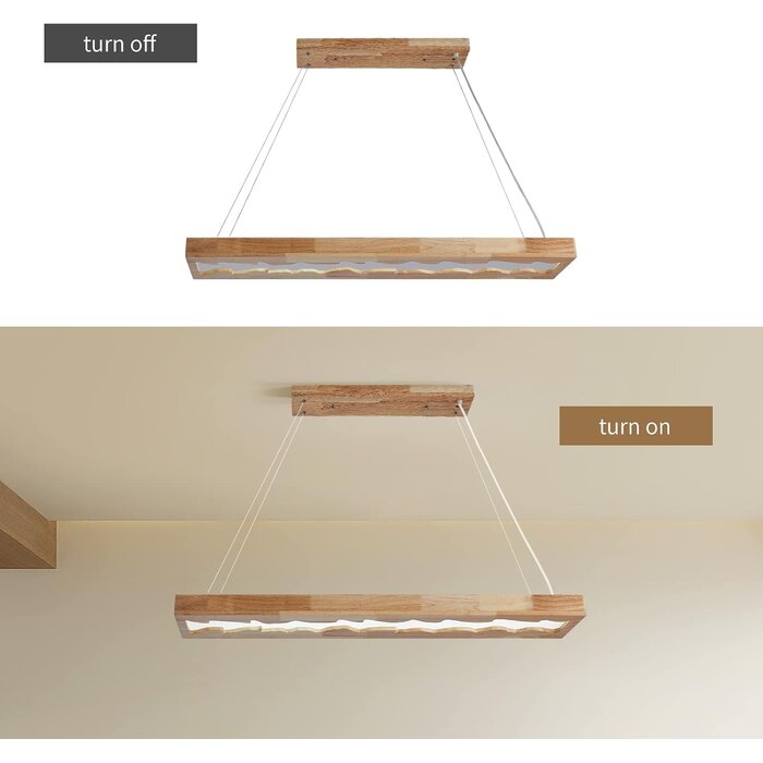 Rustikale LED-Holzhängelampe 100 cm - Dimmbar mit Fernbedienung bis zu 40,6% Rabatt