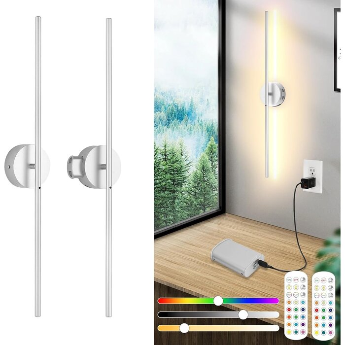 Kabelloses LED-Wandleuchten Set (2er) - Nickel, dimmbar - bis zu 39,5% Rabatt