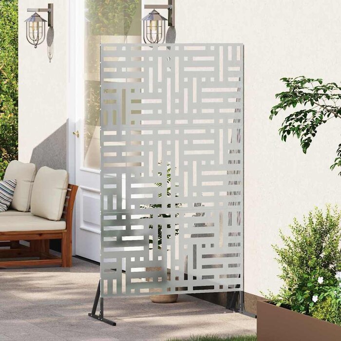 Sichtschutzwand aus Stahl 100x50x180cm Grau - bis zu 40,4% Rabatt