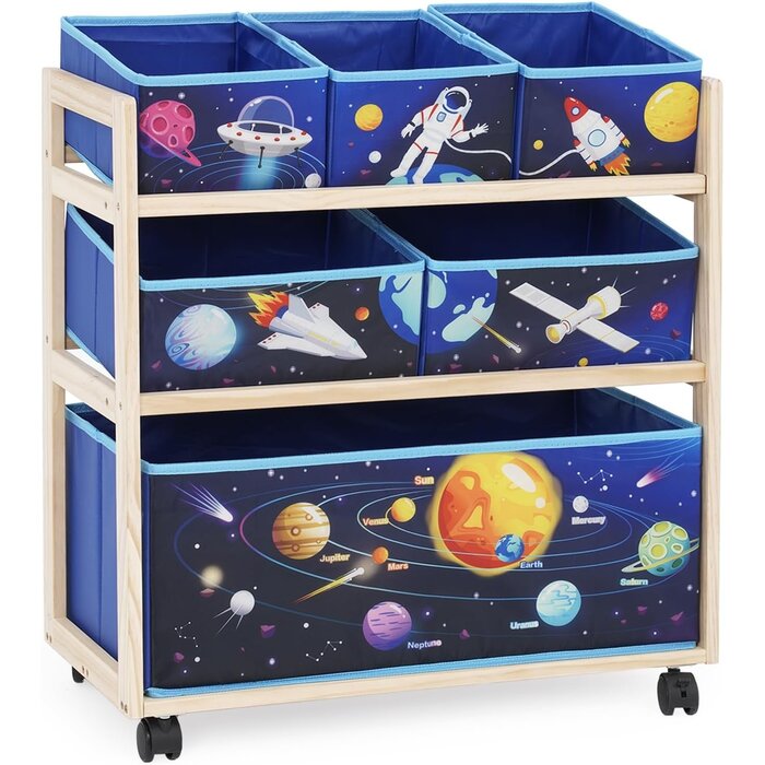 Spielzeugregal mit 6 Boxen & Rollen - blau - bis zu 38,7% sparen