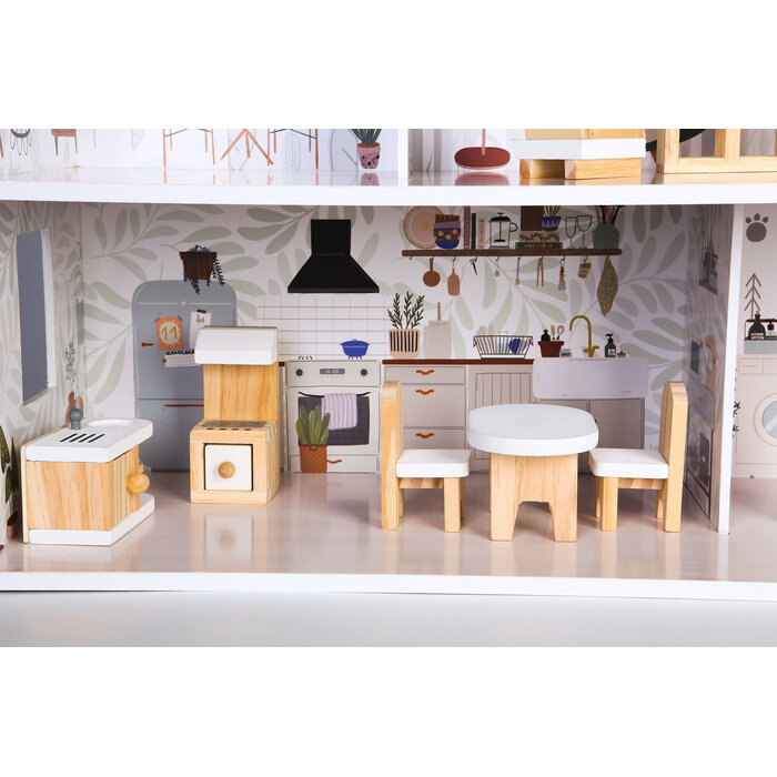Puppenhaus Emma aus Holz - 3 Etagen & 10 Möbel - bis zu 38,7 % Rabatt