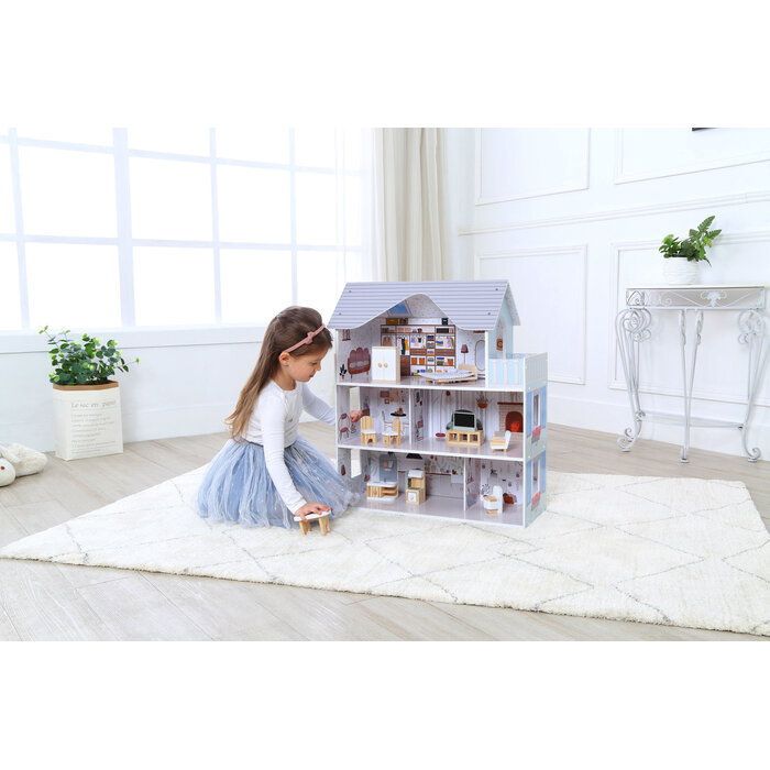 Puppenhaus Emma aus Holz - 3 Etagen & 10 Möbel - bis zu 38,7 % Rabatt