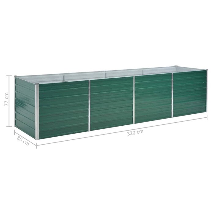Großes Hochbeet aus verzinktem Stahl 320x80x77 cm - Grün - bis zu 40,1% Rabatt