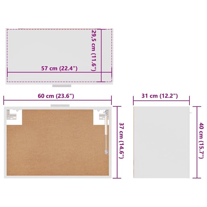 Hängeschrank Lyon Weiß 60x31x40cm - bis zu 37,8% sparen