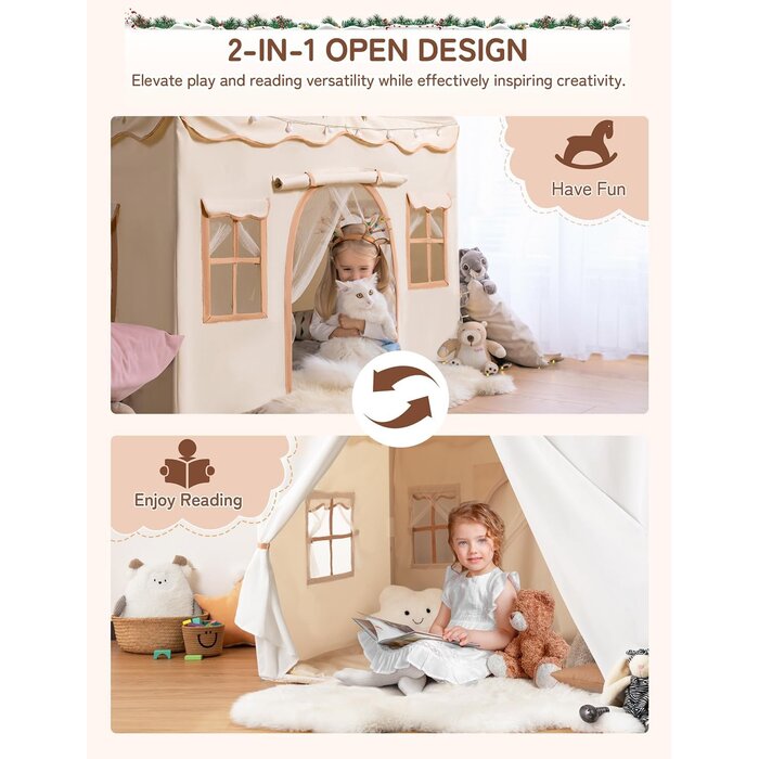 Kinderspielzelt & Betthimmel 2-in-1, Beige - bis zu 39,2% Rabatt