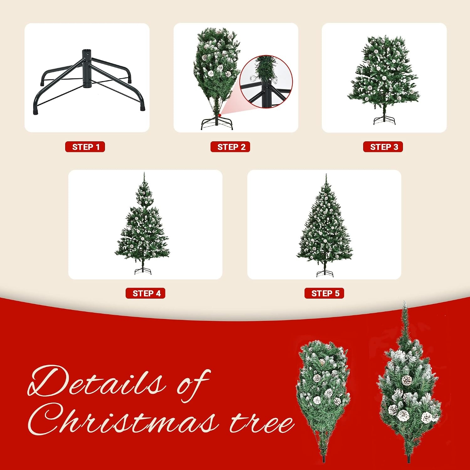 Künstlicher Weihnachtsbaum 120 cm mit Schnee & Zapfen - bis zu 37,8% sparen