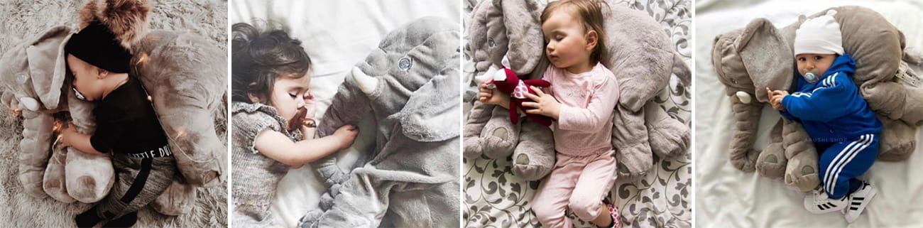 Großes Elefanten-Plüschkissen Grau - Kuscheltier für Kinder bis zu 21,7% Rabatt