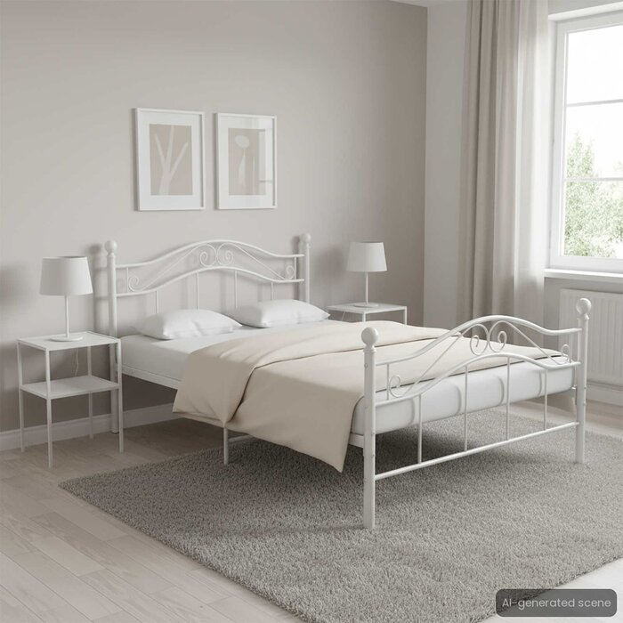Metallbettgestell 120x200 cm Weiß - Stabil & Zeitlos - Jetzt bis zu 40,5% sparen