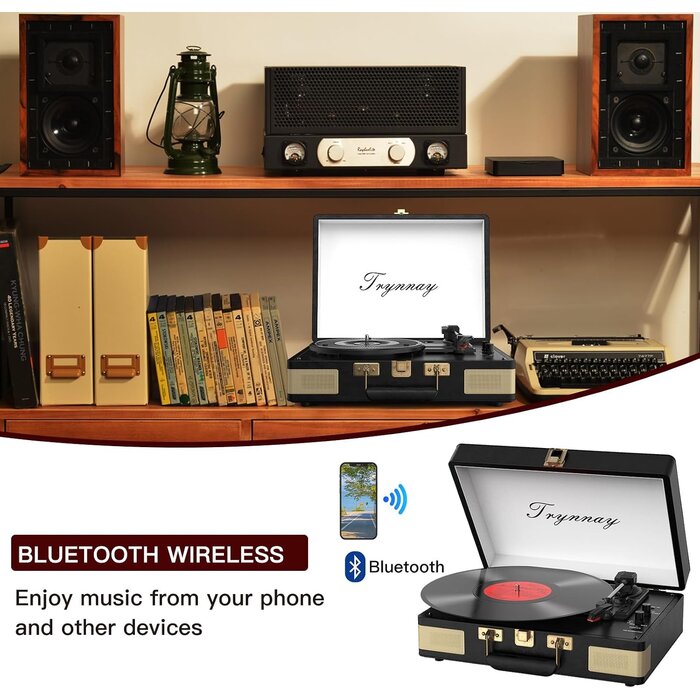 Vintage-Plattenspieler im Koffer - Bluetooth, 3 Geschwindigkeiten - bis zu 39% Rabatt
