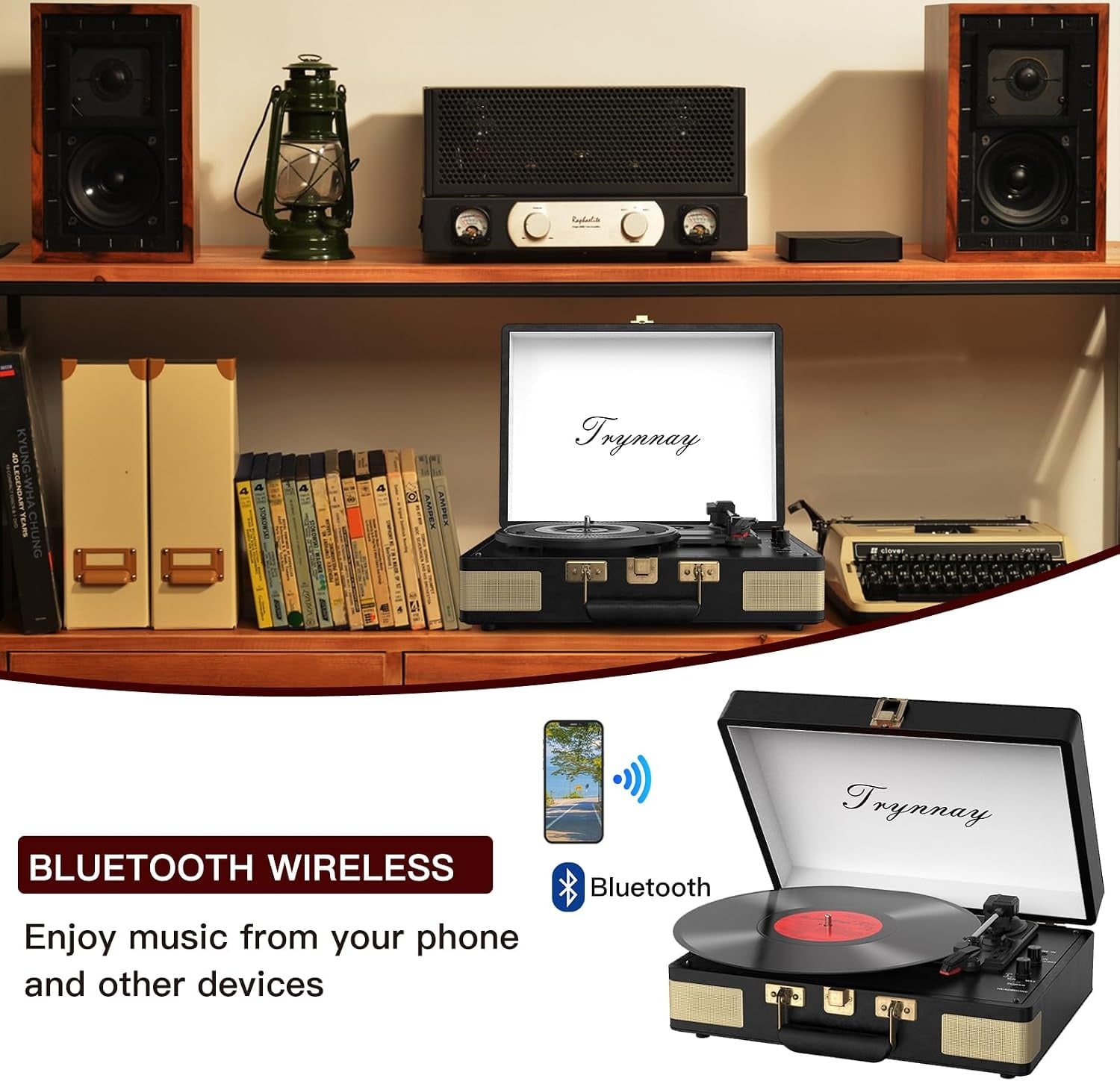 Vintage-Plattenspieler im Koffer - Bluetooth, 3 Geschwindigkeiten - bis zu 39% Rabatt