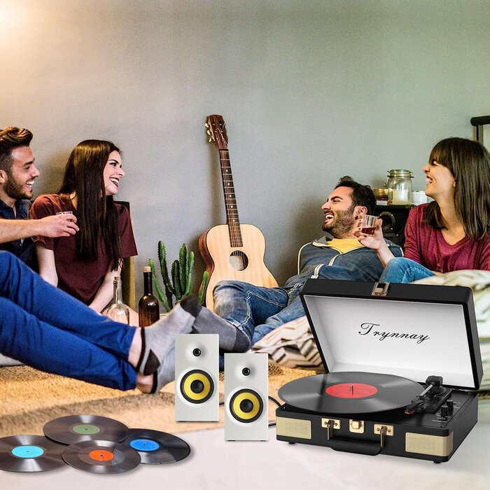 Vintage-Plattenspieler im Koffer - Bluetooth, 3 Geschwindigkeiten - bis zu 39% Rabatt