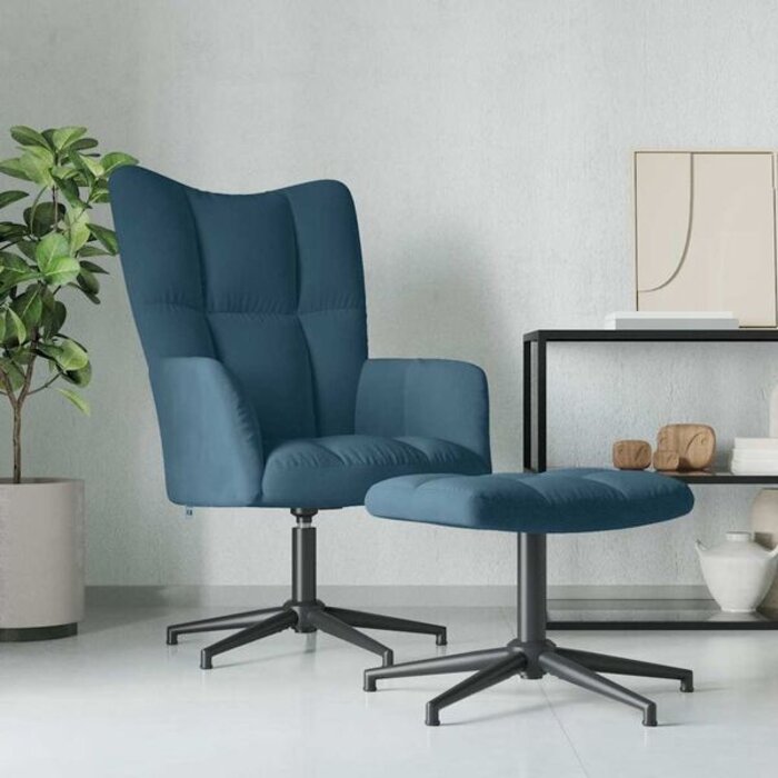 Luxuriöser Relax-Sessel mit Fußhocker in Blau - jetzt bis zu 40,3% sparen