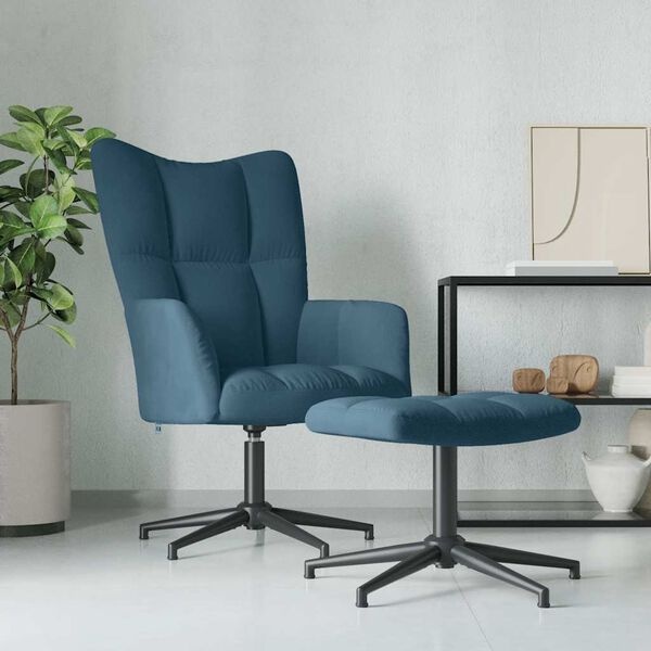 Luxuriöser Relax-Sessel mit Fußhocker in Blau - jetzt bis zu 40,3% sparen