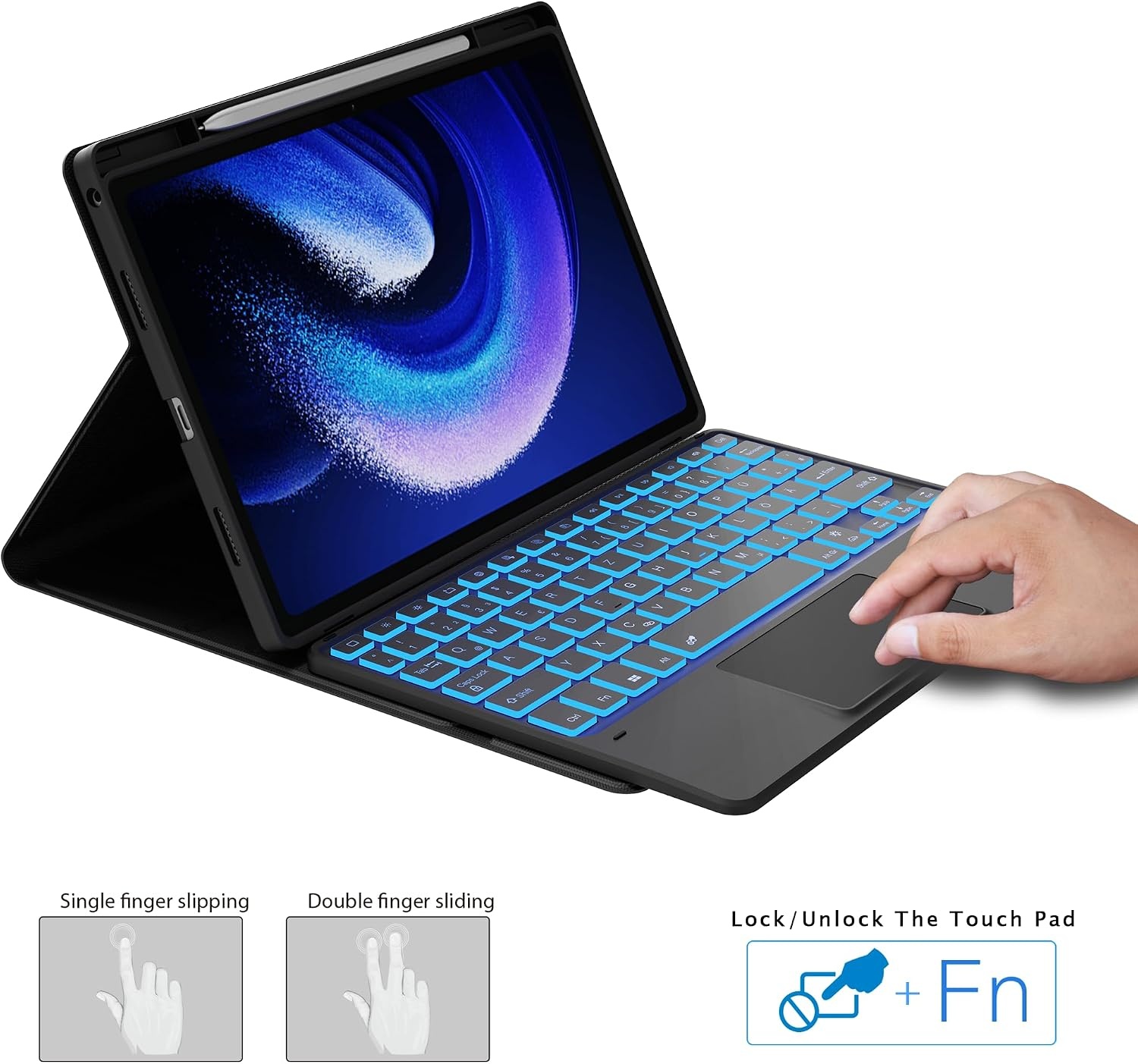 Roofei Tastaturhülle für 11 Zoll Tablet mit Touchpad & QWERTZ - bis zu 66% Rabatt